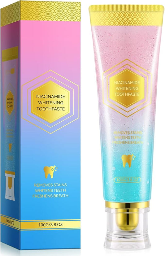 Niacinamide Whitening Toothpaste, Niacinamide Toothpaste Intensive Whitens Teeth, Stain Removal, Protects Tooth Enamel, Freshening Breath All Day with Natural Mint &Peach Flavor (1PC)