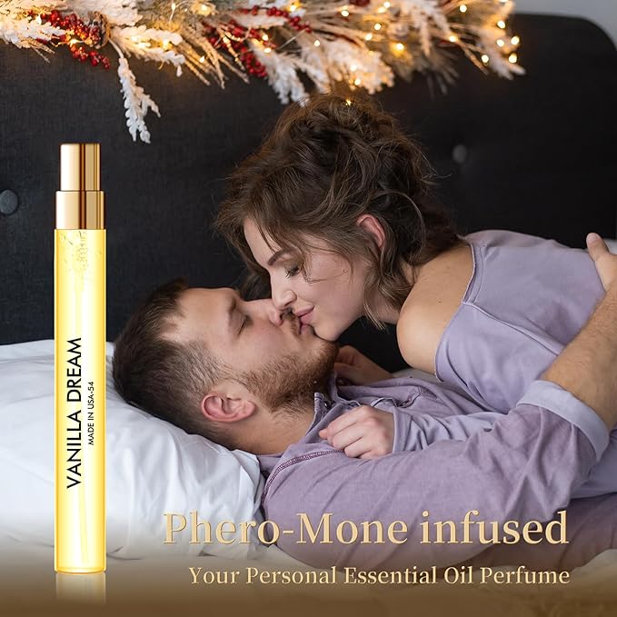 PUREU Pheromones Perfumes for Women & Men Amber Vanilla Long Lasting Pheromone Perfume Oils Cologne for Men Wife Gift Ideas.Travel Size 0.4oz/12 mL