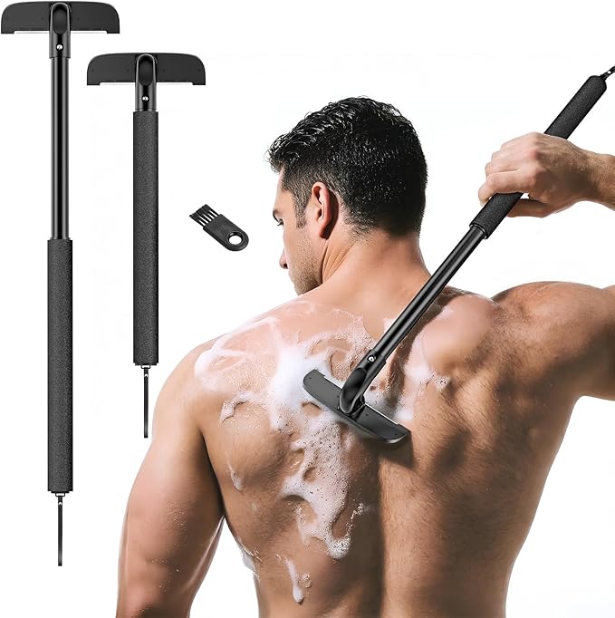 VEYLA Back Shaver for Men Safe -Skin Original Replacement Blades, Nick-Free Blades,Wet & Dry Use Hair Trimmer and Groomer, Nick-Free Mens Back Shaver(2-Pack)