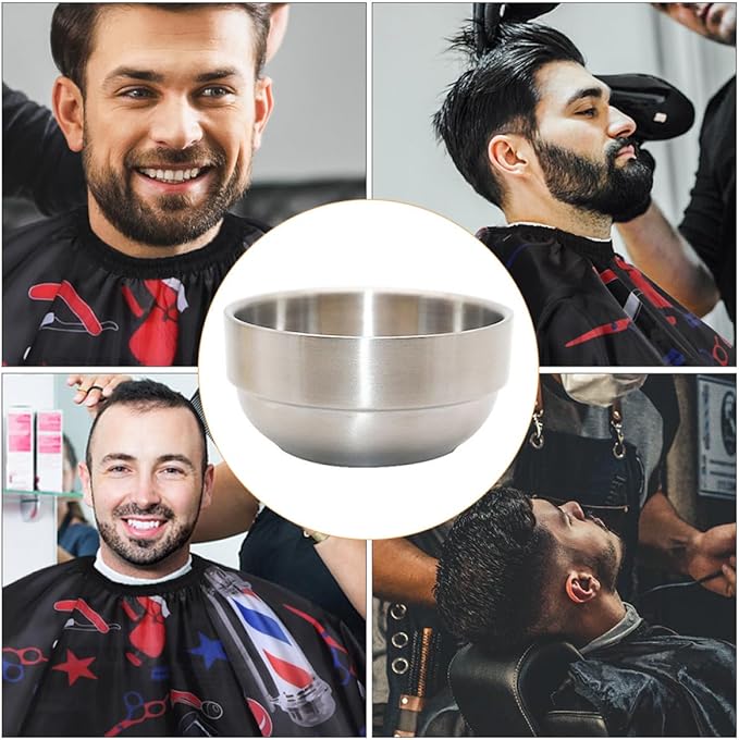 PRETYZOOM Stainless Steel Shaving Soap Bowl Beard Grooming Cup Foaming Mug for Men Wet Shave Bathroom Use Silver