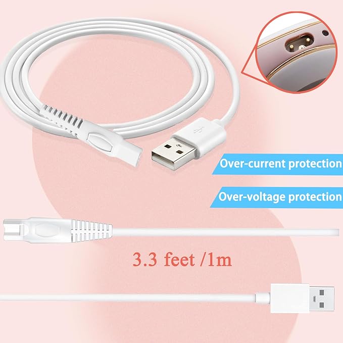 LIANSUM USB Cable Finishing Touch Flawless Legs Charger Cord, Only Compatible with Flawless Legs Shaver Hair Remover Women Electric Trimmer, (NOT for Flawless Body Razor and Flawless Nu Razor)