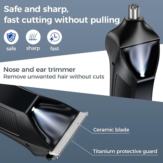 Manscape Body Hair Trimmer for Men, 2-in-1 IPX7 Waterproof Groin & Ball Shaver, Electric Razor Mens Grooming Kit, Rechargeable Cordless with SkinSafe Ceramic Blade & Nose Hair Attachment
