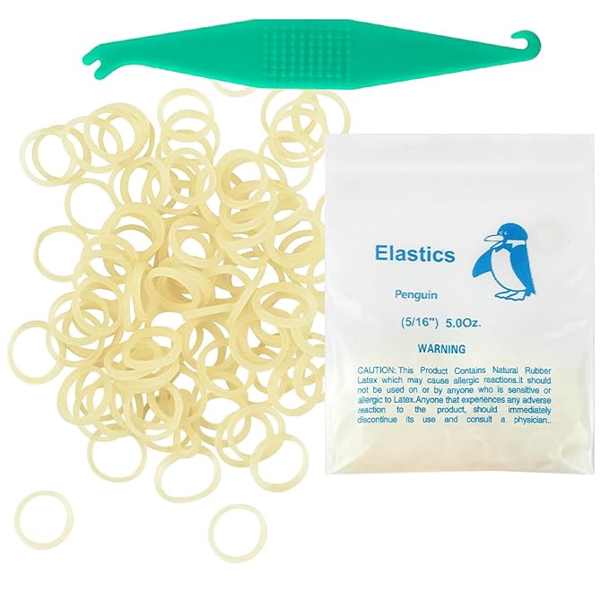 Orthodontic Rubber Bands for Braces 5/16'' Medium 5 oz, 100 Pcs Dental Intraoral Elastic Bands