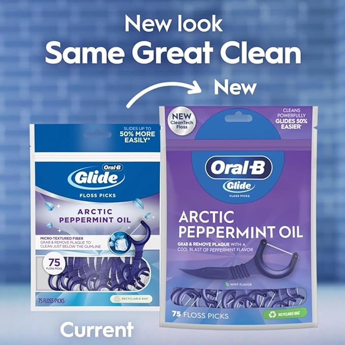 Oral-B Glide 3D White Floss Picks Radiant Mint, 75CT (Pack of 6)