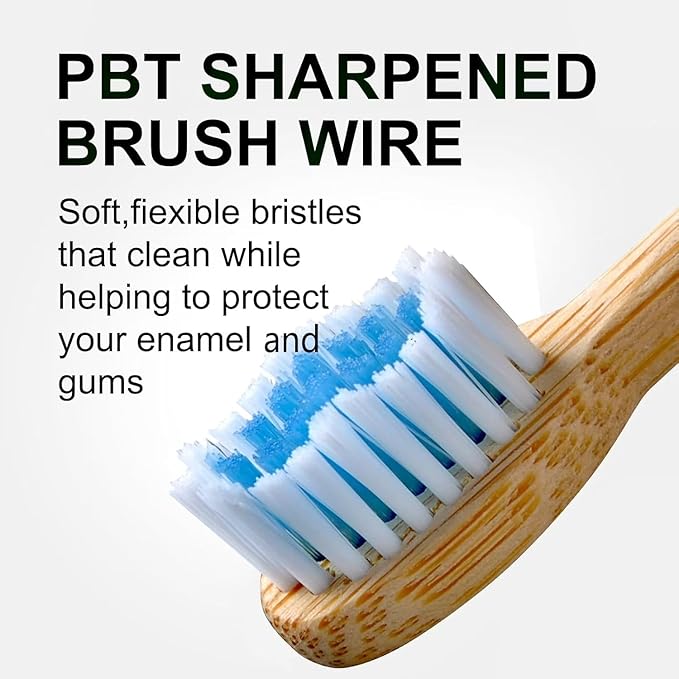 Sonic Electric Bamboo Toothbrush for Adults -5 Adjustable Cleaning Modes -Includes 2 Bamboo Heads with Castor Oil Bristles - Upgraded IPX7 Waterprood -Convenient Charging & Travel Case