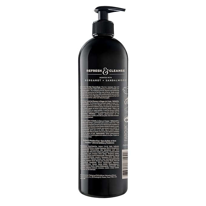 CHI pour Homme 3-in-1 Cleansing & Moisturizing Hair, Face & Body Wash for Men, Made With Aloe Vera & Nettle, Fresh, Woody Scent, Sulfate-Free, 25 oz