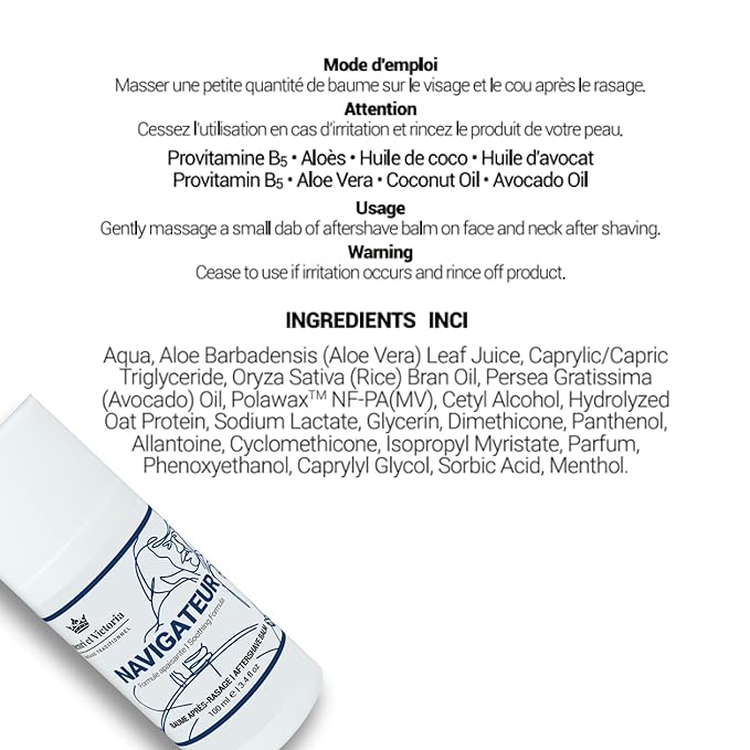 HENRI ET VICTORIA Aftershave Balm for Men | Navigateur Scent | Canadian Made by Skilled Artisan | After Shave Balm Prevent and Cure Razor Burns | 100 ml (3.4 oz)