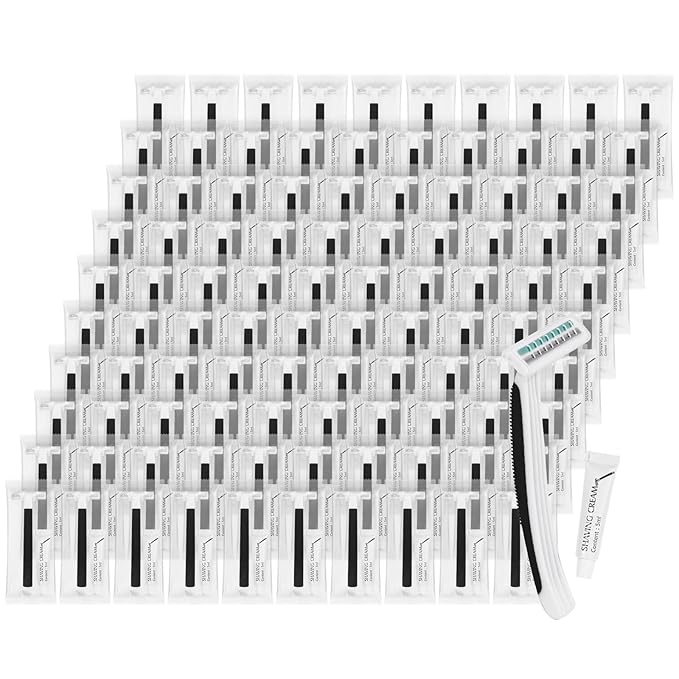 Disposable Razors Bulk, Razors Individually Wrapped Bulk, Travel Razors Bulk With Shaving Cream For Hotels, Shelters, Homeless, Nursing Homes, Charities, Churches, Black (60-PACK)