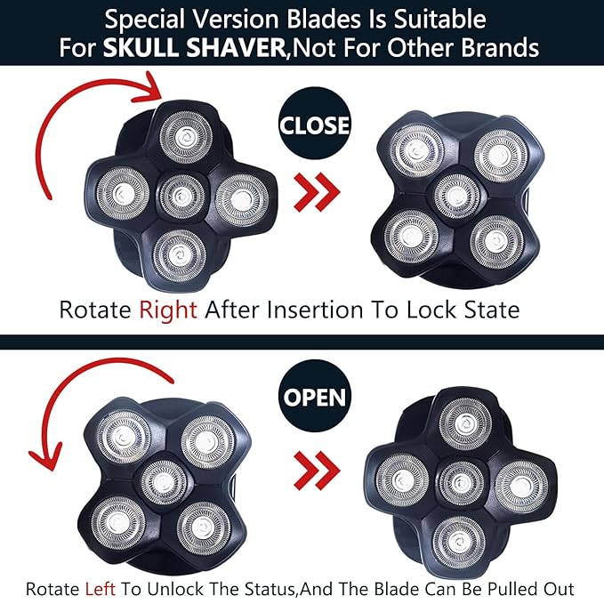WAHFOX 5 Blades Magnetic Shaver Replacement heads for SKULL SHAVER HEAD SHAVER
