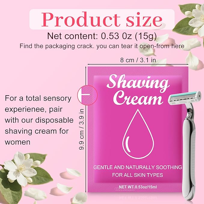 Womens Shaving Cream Bulk Travel,0.53oz Shave Gel for Women,Care Dry Skin Womens Shave Gel for Travel Guests (Jasmine,Pack of 20)