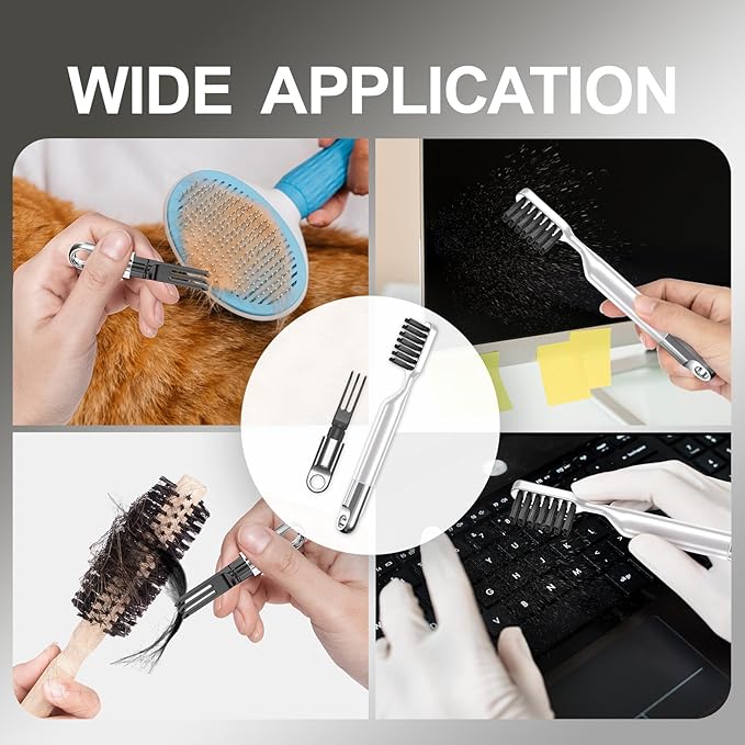 Hair Brush Cleaning Tool Comb Cleaner, 2-in-1 Hair Brush Cleaning Tool,Portable Comb Remover Rake for Removing Hair Dust, Home and Salon Use(White)
