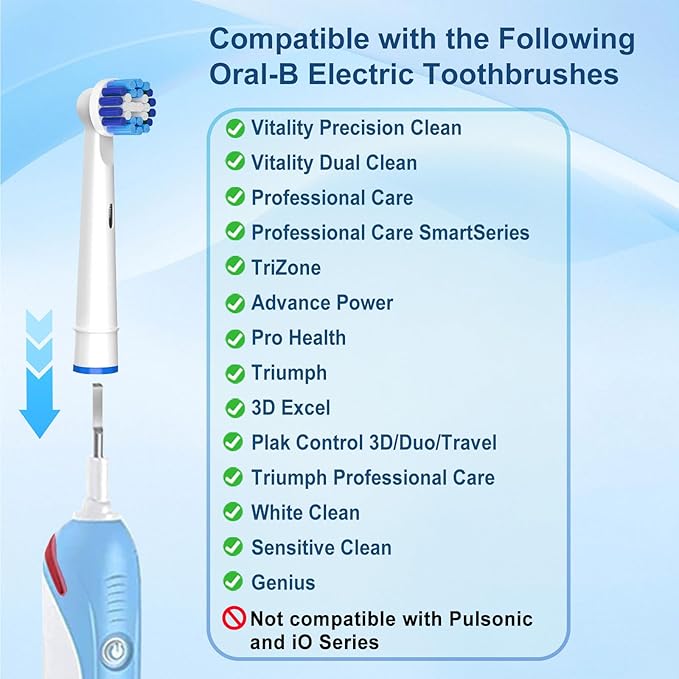 Replacement Brush Heads Compatible with Oral-B, 16pcs Professional Electric Toothbrush Heads for Oral B Replacement Heads Refill Pro100/1000/1500/4000/5000/7000/8000/9600 Etc.