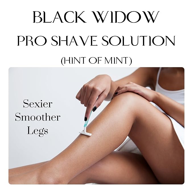 Black Widow Pro Shave Solution – No-Mess Shave Spray Lotion with Hint of Mint, Hydrating Slick Shaving Lotion for Men & Women, Reduces Razor Burn & Skin Irritation for Smooth, Comfortable Shaves