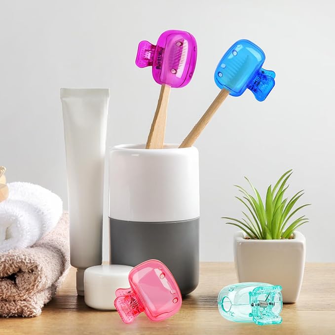 6 Pack Toothbrush Covers Portable Toothbrush Protector Coverings Clips Tooth Brush Storage Head Cover Cap for Kids Bathroom Home Travel Tooth Brush Case