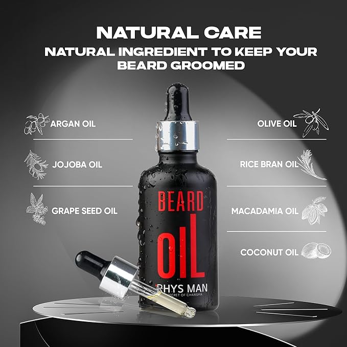 Beard Oil for Men using with Roller – Natural Beard Oil for Fuller Look, Softens & Conditions Facial Hair, Lightweight Grooming Gift, Christmas Gift for Men (1.7 fl oz)