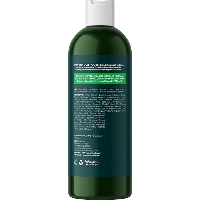 Folimax Biotin Shampoo for Thinning Hair - Volumizing Biotin Shampoo for Men & Women's Fine and Thin Hair with Zinc & Rosemary Oil - Color Safe Vegan Sulfate Silicone & Paraben Free (Rosemary Scent)