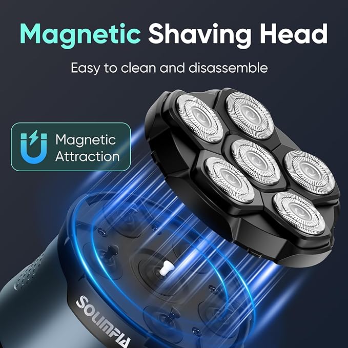 Head Shaver for Bald Men，Magnetic Electric Razor Hair Trimmer for Men，Large Battery Capacity, Rechargeable LED Display，Head Shavers with Type-C ChargeWaterproof Wet/Dry