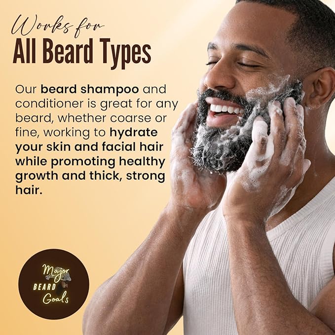 2-in-1 Beard Wash & Conditioner for Men - Gentle Men’s Shampoo for Beard Care & Growth, Softens, Soothes, Hydrates, & Nourishes Facial Hair, With Natural Ingredients - 7oz