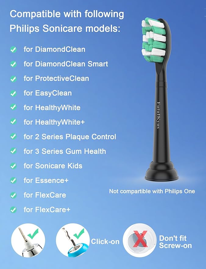 Toothbrush Replacement Brush Heads for Philips Sonicare C1 C2 ProtectiveClean 4100 5100, Electric Sonic Tooth Refill Head Plaque Control, 10 Pack, Black