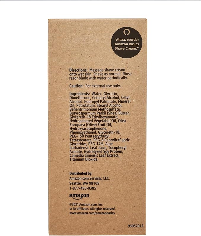Amazon Basics 2-In-1 Moisturizing Shave Cream, Non-Foaming, Fragrance Free, for Sensitive Skin, with Shea Butter and Aloe, 6 Fl. Oz., 2 Pack