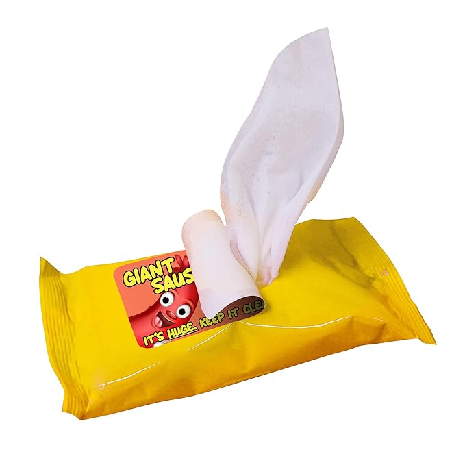 Giant Sausage Wipes - Funny Gifts for Men - Gag Gift for Adult Stocking Stuffers - Meat Lovers Gifts for Friends, Made in America