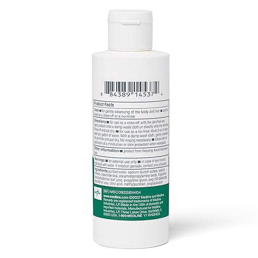 Medline Remedy Essentials Shampoo and Body Wash (4 fl oz), Full Body Cleanser with Aloe, For Adults & Elderly, Easy Rinse Gel for Bath, Shower or Bedside Bathing - 60 Count