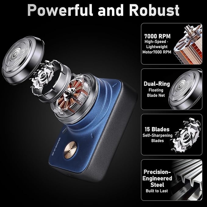 Electric Foil Shavers for Men, Electric Razor for Men Face, Cordless Ele-ctric Face Shaver with Big Mirror, Pocket Shaver USB Mini Shavers for M-en,Rechargeable USB-C,IPX7 Waterproof,Gifts-B