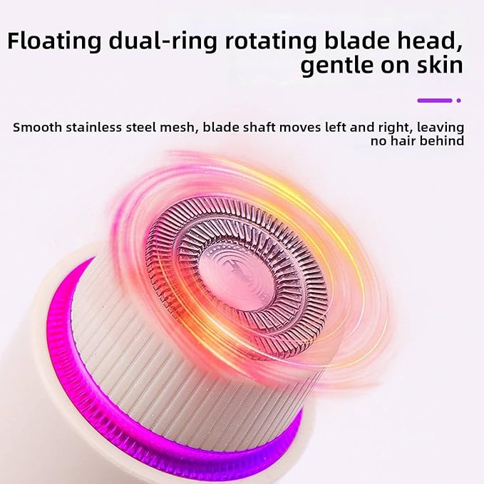 Facial Hair Remover, Painless Electric Face Razor for Coarse Hair, Gentle Micro-Trimming with Led Light, Portable Design for Upper Lip, Chin & Jawline (White)