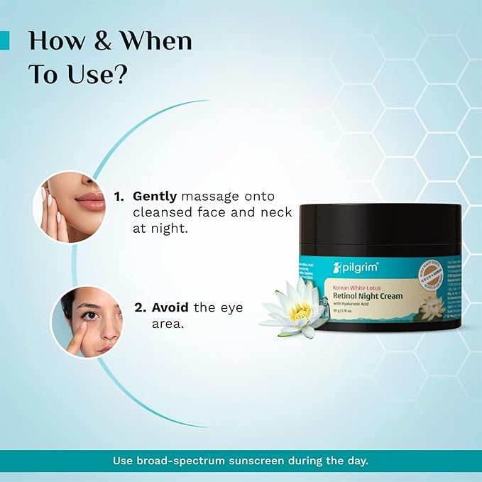 Pilgrim Retinol Night Cream with Hyaluronic Acid & Vitamin C | Lightweight Overnight Face Moisturizer for Oily & Dry Skin | For Men & Women | 1.76 Oz (50g)
