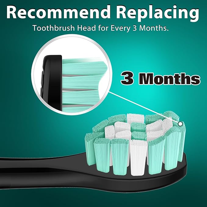 Toothbrush Heads for Philips Sonicare Replacement Heads, Replacement Brush Head Compatible with Phillips Sonicare Click-on 4100 5100 Electric Toothbrush, 10 Pack, Black