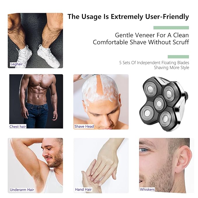 Upgrade Universal Head Shaver Replacement Heads Compatible with Freebird Shaver, Full dual blade ring design Replacement Heads For Wyklaus Head Shavers for Bald Men (Silvery)