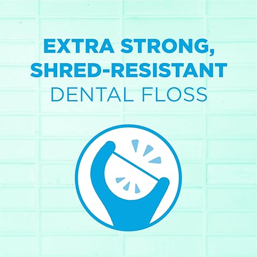 GUM Advanced Care Floss Picks - Dental Flossers for Adults with Vitamin E and Fluoride - Extra Strong Shred-Resistant Dental Floss, Easy Grip Handle, Fresh Mint Flavor, 150 Count (Pack of 4) 600 Total