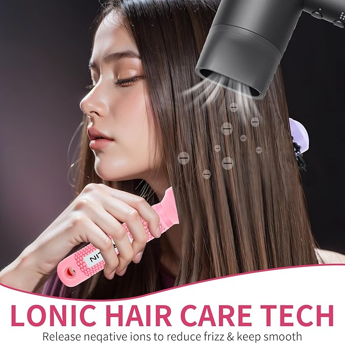 Round Brush for Blow Out - 1.3 Inch Small Nano Thermal Ceramic & Ionic with Boar Bristles - Salon Blow Drying Hair Brush for Drying,Volumizing, Curling, Shine & Smooth Styling