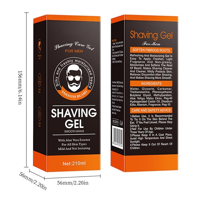TiaoBug Shave Gel for Men 210ml: Moisturizing Cream to Prevent Razor Burn, Refreshing After-Shave Feel for All Skin Types Black One Size