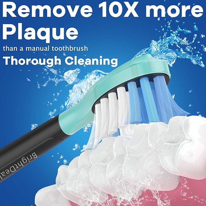 Replacement Heads for Philips Sonicare ProtectiveClean 4100 5100 6100 DiamondClean 9500 ExpertClean 7500 FlexCare HealthyWhite Electric Sonic Toothbrush C3 G3 W3 C2 G2 Brush, Black, 6 Pack