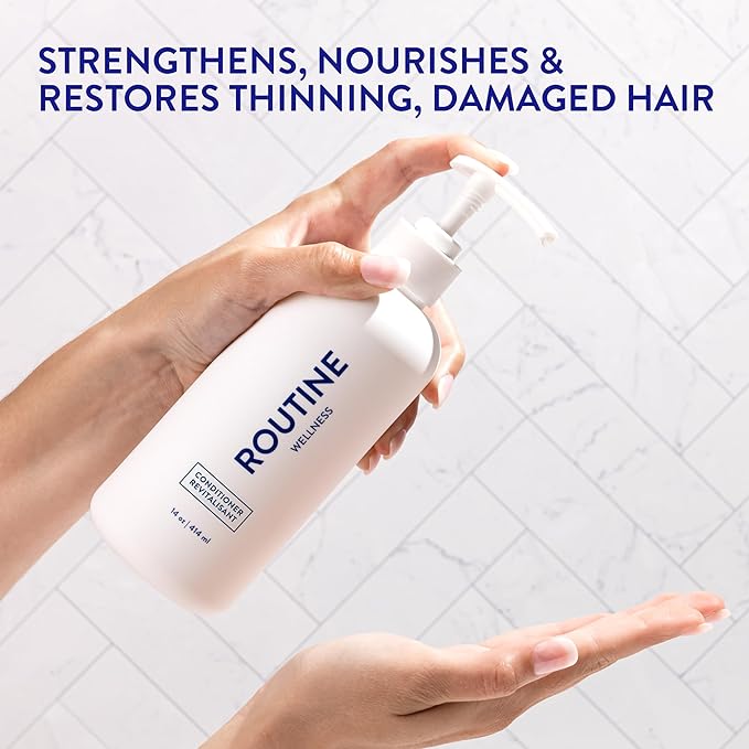 Routine Wellness Anti-Thinning Deep Conditioner for Thinning Hair – Strengthening DHT Blocker Formula for Men & Women – Promotes Fuller-Looking, Healthier Hair – 14 oz Pear Blossom & White Lotus