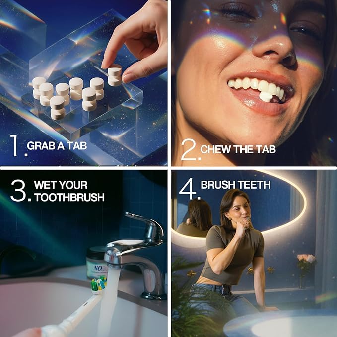 NOBS (No Bad Stuff) Toothpaste Tablets - Nano Hydroxyapatite, Fluoride & Plastic Free, Eco & Travel Friendly - Remineralize with NHA (3 Month)