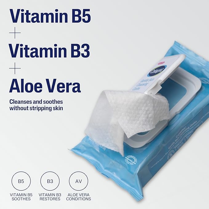 Cetaphil Face and Body Wipes, Gentle Skin Cleansing Cloths, 25 Count, Pack of 3, for Dry, Sensitive Skin, Flip Top Closure, Great for the Gym, Travel, in the Car, Hypoallergenic, Fragrance Free