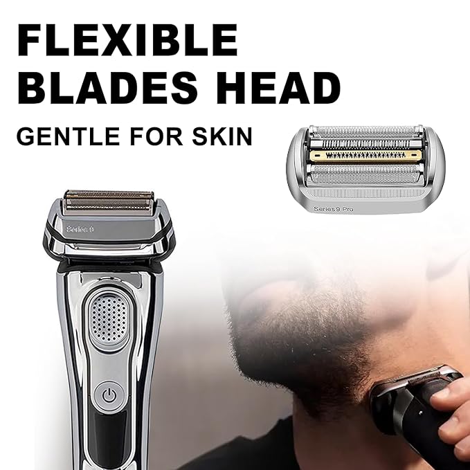 Series 9 94M Electric Shaver Head Replacement Part 94M Silver, Compatible with Braun Series 9 Pro and Series 9 Electric Razors 9290cc, 9291cc, 9370cc, 9293s, 9385cc, 9390cc, 9330s