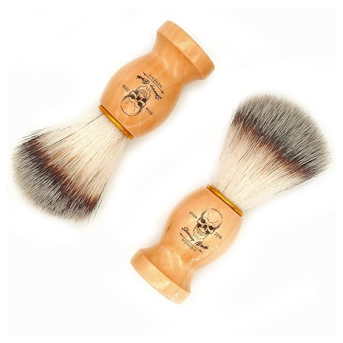 Shaving Brush for Men, Wood handle Shave Brush,Mens Shaving Cream & Soap Brush (skull)