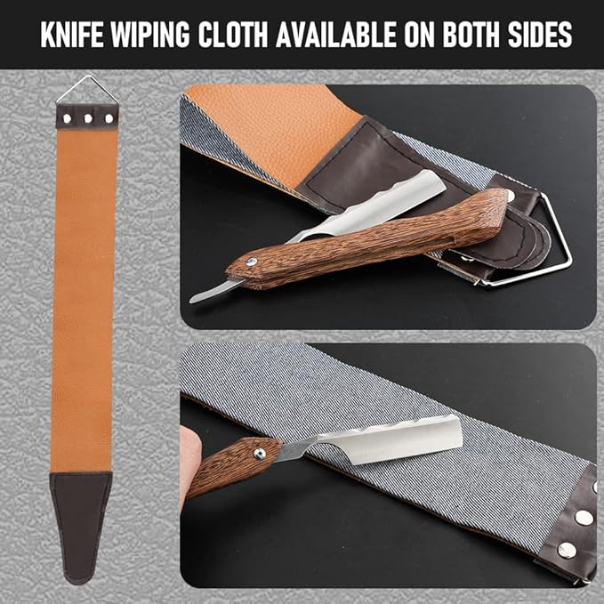 Straight Razor With Strope - Professional Straight Edge Barber Premium Stainless Steel Shaver With Shaving Strop for Men Home & Salon Grooming Using (NO.159)