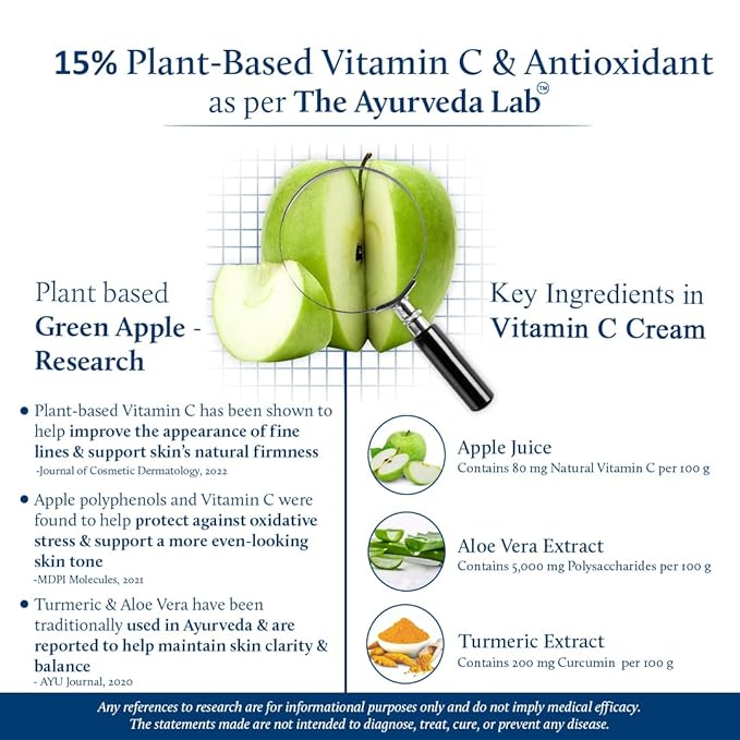Blue Nectar Plant-Based Vitamin C Face Cream for Glowing Skin, Dark Spot Removal Cream for Men with Green Apple and Almond Oil (13 Herbs, 1.76Oz)