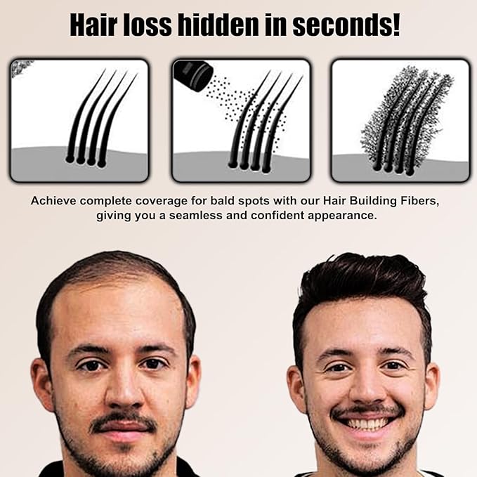 Black Hiar Building Fiber 22g, Hair Fibers for Thinning Hair, Fill In Fine or Thinning Hair Instantly Thicker Fuller Look, Hair Fibers Black for Men & Women