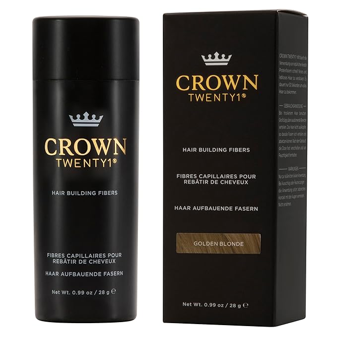 CROWN Hair Building Fibers (28g) - Instantly Cover Fine & Thinning Hair for a Thicker, Fuller Look - A Natural Keratin Concealer - 13 Shades for Men & Women - Golden Blonde