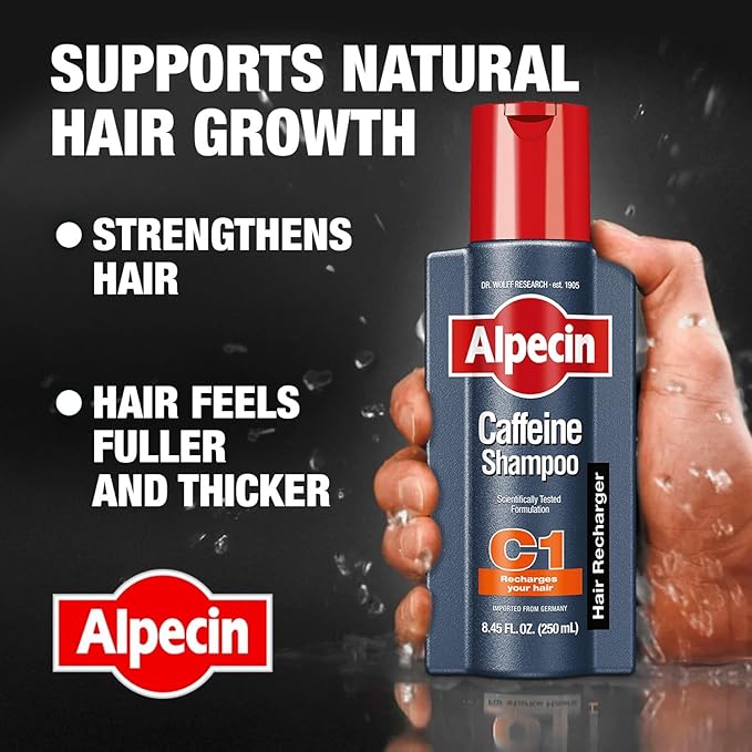 Alpecin C1 Caffeine Shampoo 8.45 fl oz, Cleanses the Scalp to Promote Natural Hair Growth, Leaves Hair Feeling Thicker and Stronger