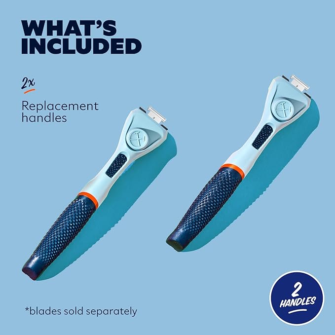 Dollar Shave Club | Razor Handle (2 Pack) Blue | Replacement Razor Blade Handles