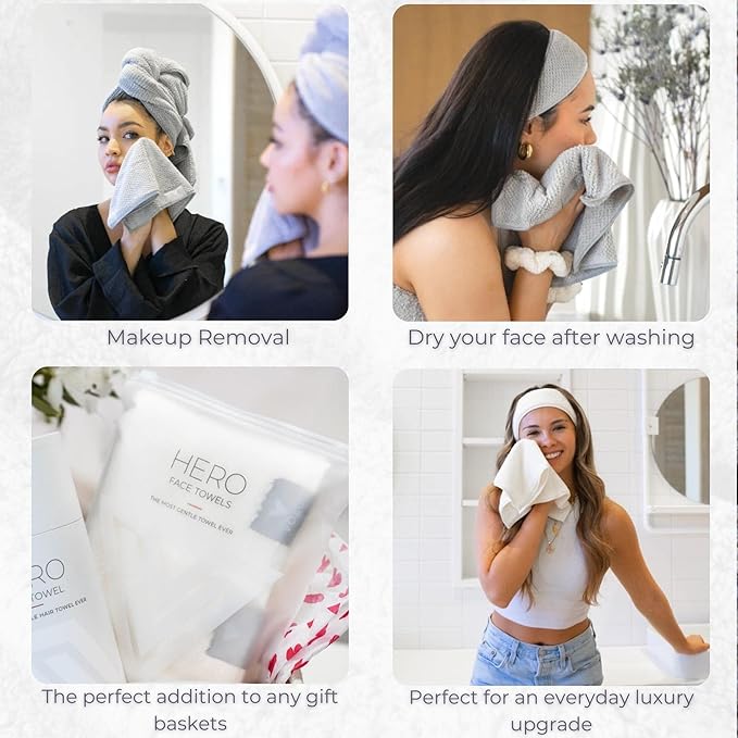 VOLO Hero Cloud Pink Face Towel | Reusable Facial Wash Cloths | Makeup Remover & Post Shower Washcloths | Ultra Soft, Absorbent, Gentle, Fast Drying Nanoweave Fabric Face Towels | Microfiber 3PK