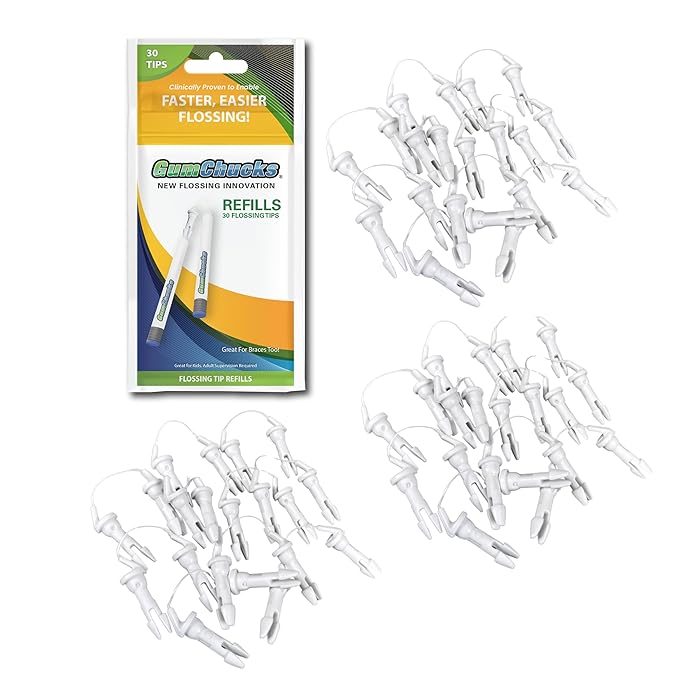 GumChucks Floss for Teeth - Flossing for Kids and Adults - Orthodontic Flossers for Braces - Dental Gum Floss Picks for All Ages (30 Flossing Tips)