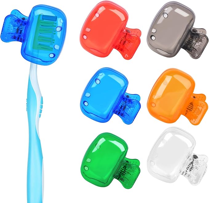 6 Pack Toothbrush Covers Portable Toothbrush Protector Coverings Clips Tooth Brush Storage Head Cover Cap for Kids Bathroom Home Travel Tooth Brush Case