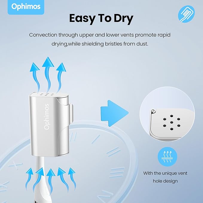 Aluminum Alloy Toothbrush Head Cover/Cap/Protector Case,Travel Toothbrush Covers Long-lasting Toothbrush Head Caps for Most Electric/Manual Brushes, 2 Count - Silver+Blue